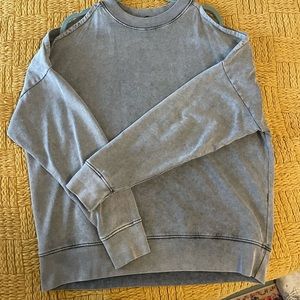 All saints open shoulder washed gray sweatshirt